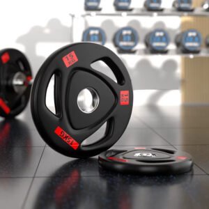 Rubber cast iron barbell plates