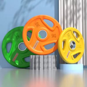 Colored barbell plates