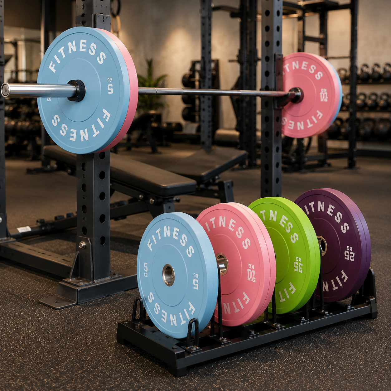 Product gallery image - Colored Rubber Coated Olympic Weight Plates