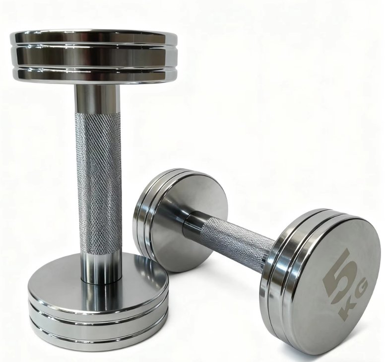MIRROR CHROME PLATED PURE STEEL DUMBBELL SET